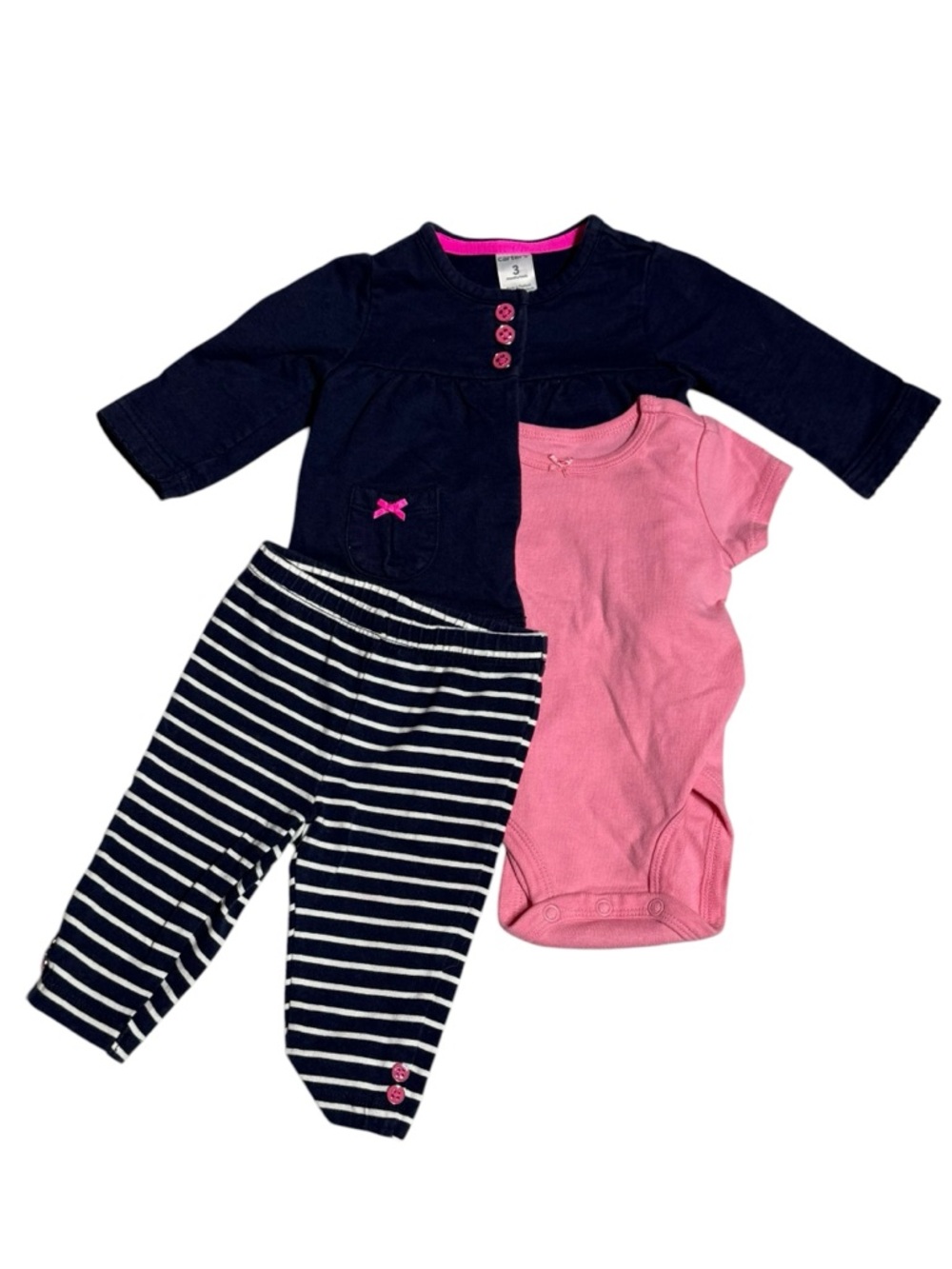 Carter's Baby Girl Blue and Pink Striped Cute Outfit Size 3 Months